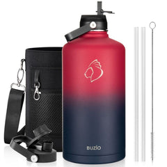 Buzio Duet Series Gallon Bottle with 2 Lids and Sleeve 3.8L - Ruby Red Navy