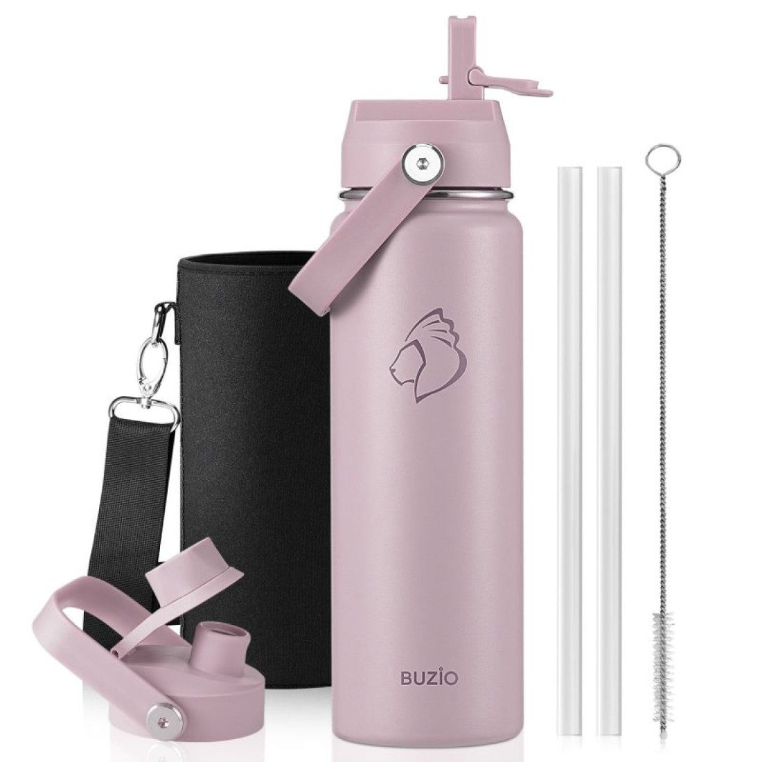 Buzio Duet Series Water Bottle with 2 Lids and Sleeve 700ML - Purple