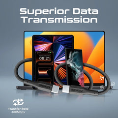 Promate High Tensile Strength Data & Charge USB-C Cable,BLACK