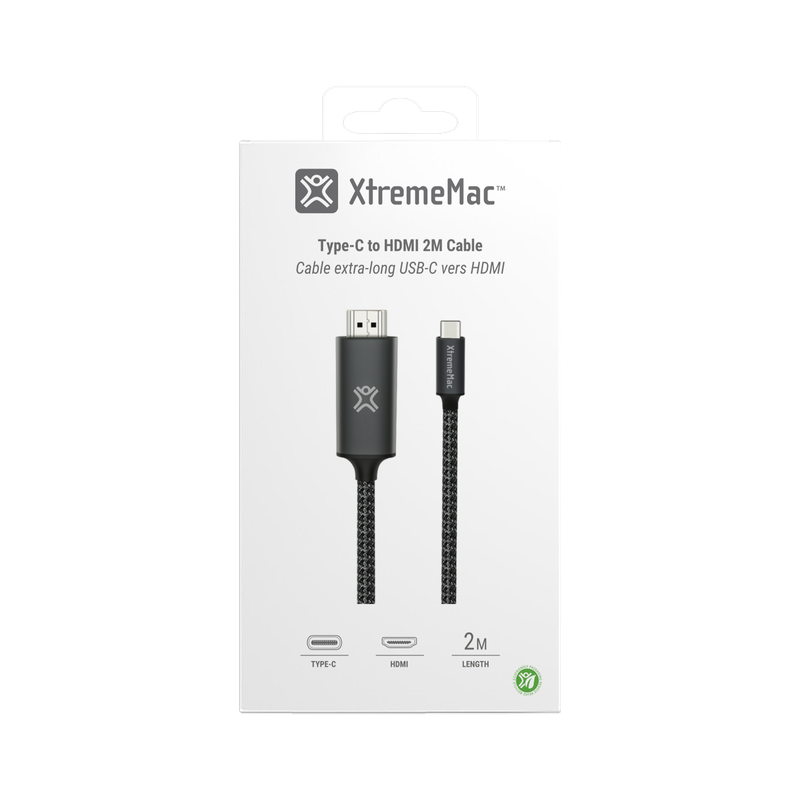 Xtrememac Type-C To HDMI Nylon Braided Cable - 2M