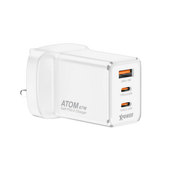 XPower ATOM 67W PD3.0/PPS/QC Foldable Plug Wall Charger - White