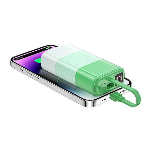 Bundle WIWU  Wi-P015 Colorful Serie Power Bank 10000mAh Green +Mag Wallet with Stand+U002 - QUICK FAST CHARGER UK  - WHITE
