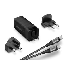 Energizer 65W Wall Charger/ 3x  Multi-Plug / Fast Charging GaN Technology/ PD/  2M USB-C to USB-C Cable Included/ Black