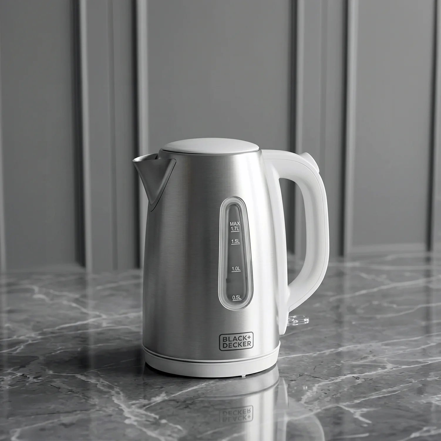 Black & Decker  Concealed Stainless Steel Kettle 1.7L 2000W - White