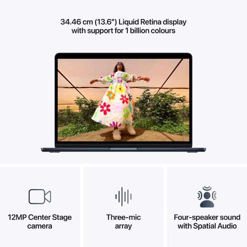 Apple MacBook Air - 13 inch / M5 / 10-Core CPU / 10-Core GPU / 16GB RAM / 1TB SSD / Arabic Keyboard - Midnight- 1YW