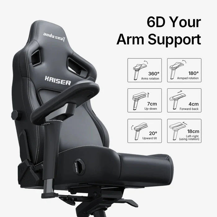 AndaSeat New Kaiser 4 with 6D Armrests Premium PVC Leather Large Size Gaming Chair – Elegant Black