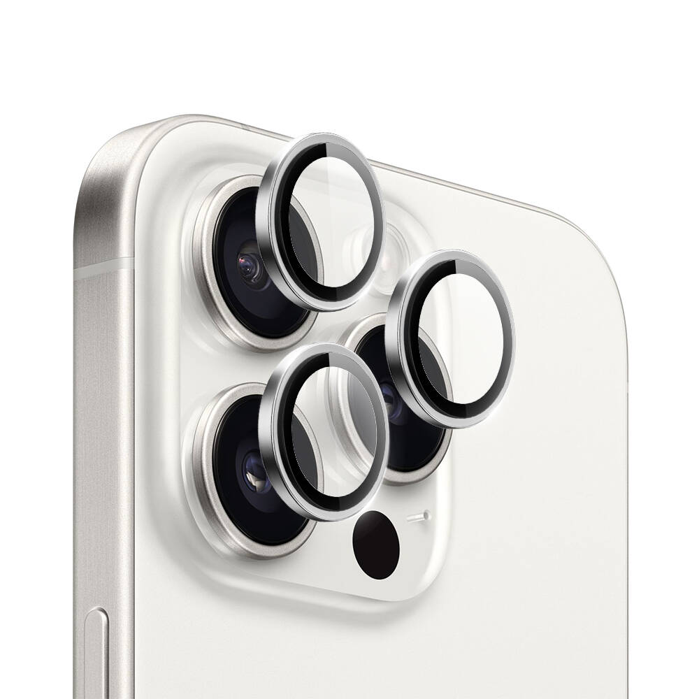 WIWU LG-005  PVD Two-Color Easy Installation Lens Guard15 Pro MaxWhite Titanium