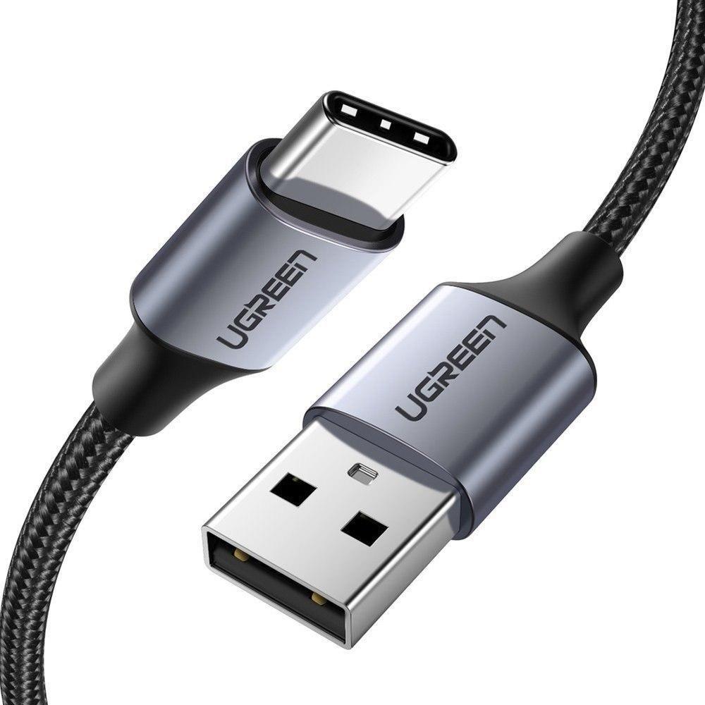 UGREEN USB-A 2.0 to USB-C Cable Nickel Plating Aluminum Braid 1m (Black)US288 18W