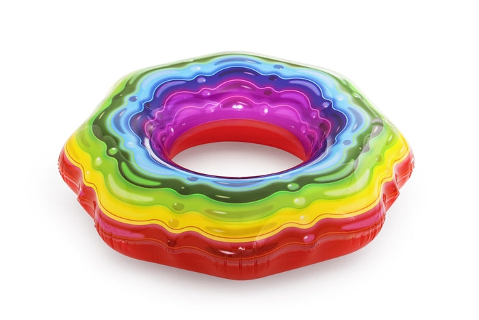 BESTWAY Φ1.15M RAINBOW RIBBON TUBE (Contents: 1 swim ring, repair patch) Age 12+
