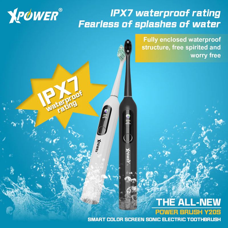 XPower The All-New Power Brush Y20S Smart Color Screen Sonic Electric Toothbrush White-4895246614229