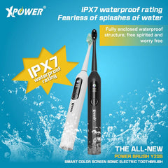 XPower The All-New Power Brush Y20S Smart Color Screen Sonic Electric Toothbrush White-4895246614229