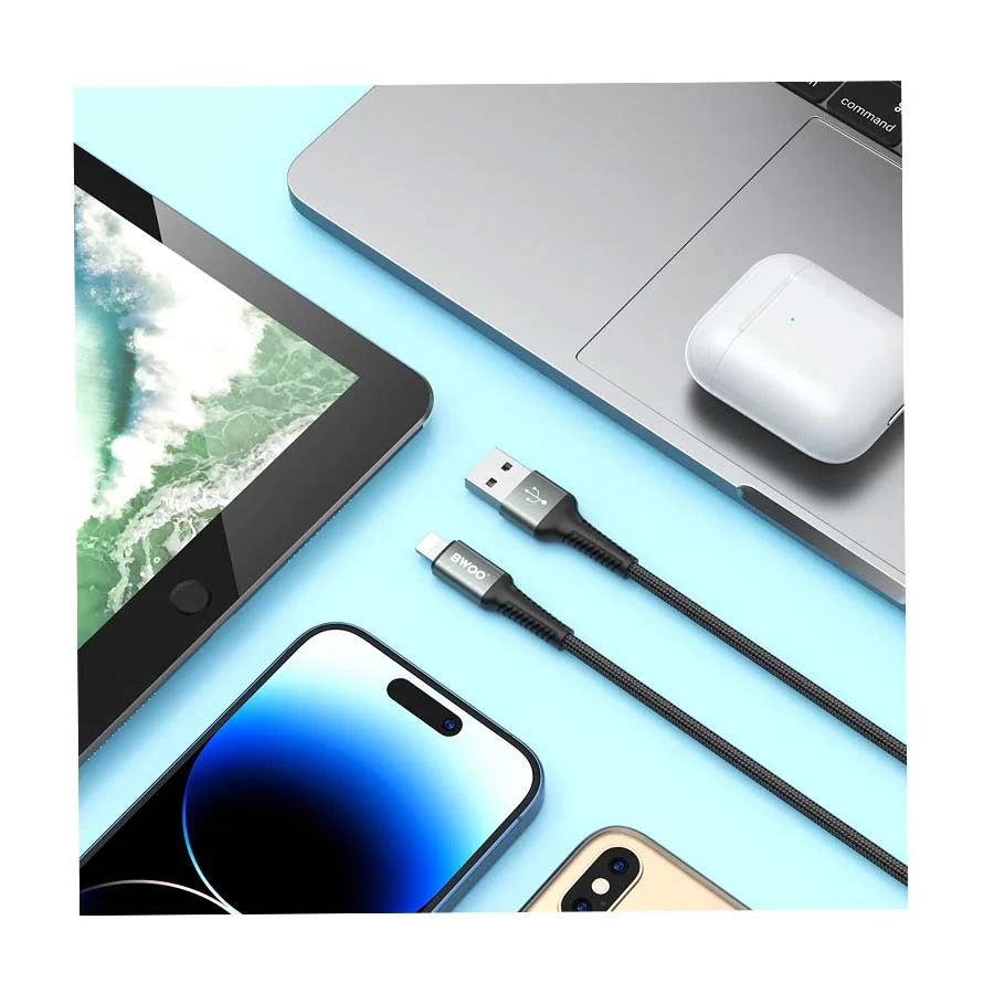 USB-A TO LIGHTNING FAST CHARGING DATA CABLE 1M BLACK