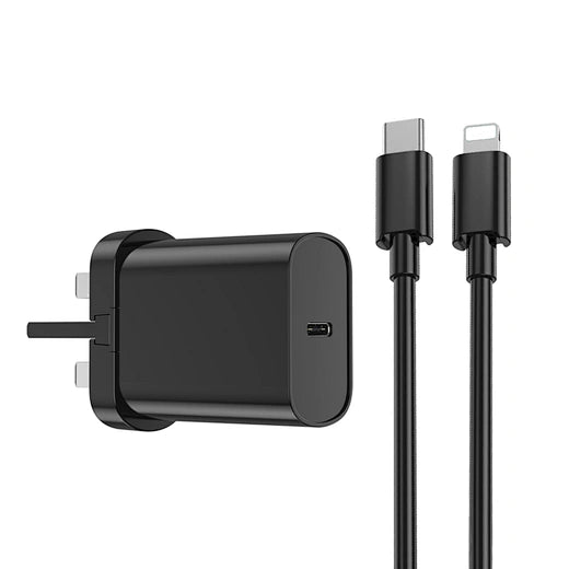 WIWU 21 PD Charger+ Cable Sets UK Plug+USB C to Lightning  Wi-U001 C-L Black