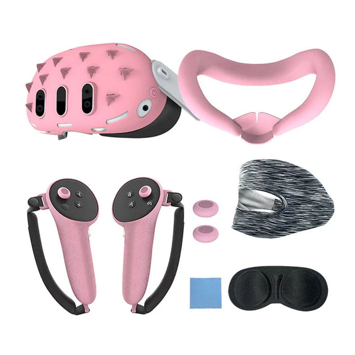 Gamax Meta Quest 3 Hexagon Flat Silicone Protective Case Set Pink