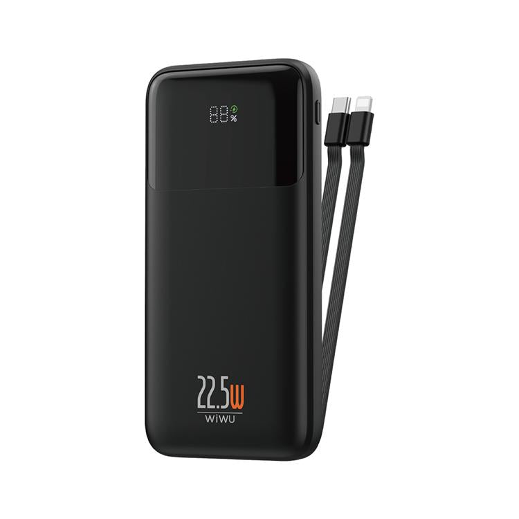 WIWU Wi-P021 LED Display Built-in Cable Power Bank 10000mAh Black