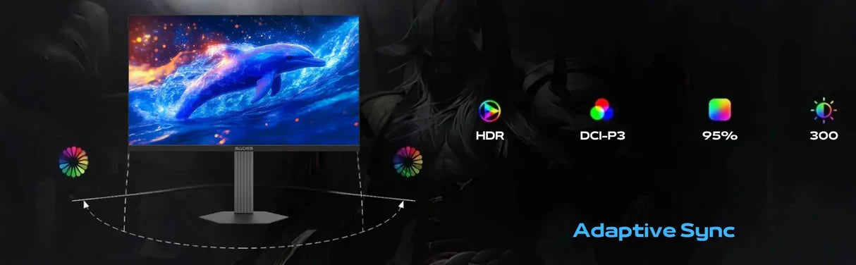 Sades BN-Dolphin SA-F01Q27, 27" QHD (2K) 2560x1440, 200Hz, 0.5ms, HDMI 2.1 IPS, Flat Gaming Monitor - Black