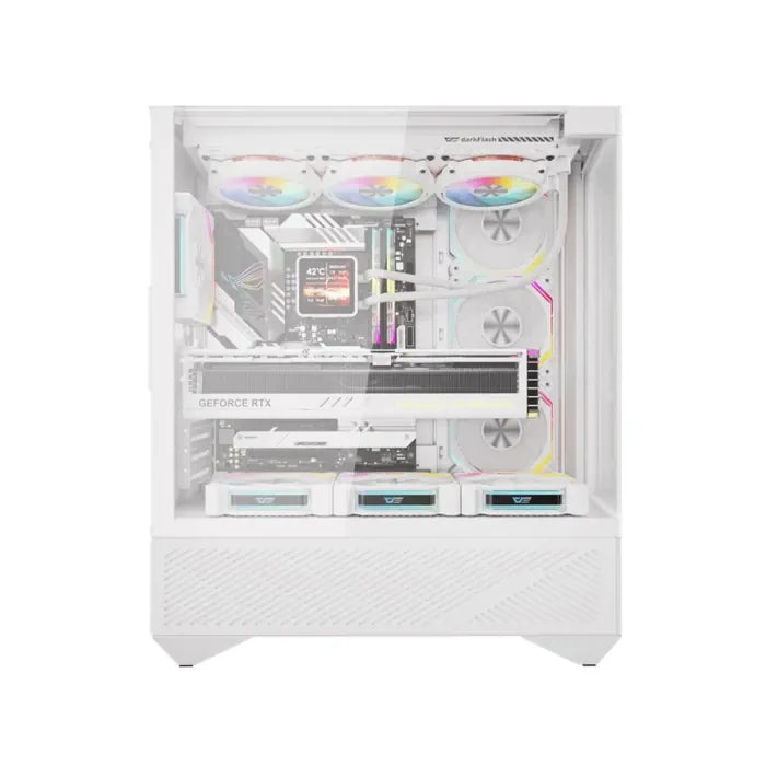 DarkFlash DY460 ATX Mid Tower Gaming Case - White (4 ARGB Fans Included)