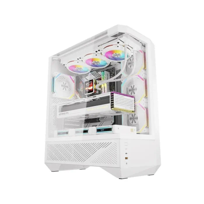 DarkFlash DY460 ATX Mid Tower Gaming Case - White (4 ARGB Fans Included)