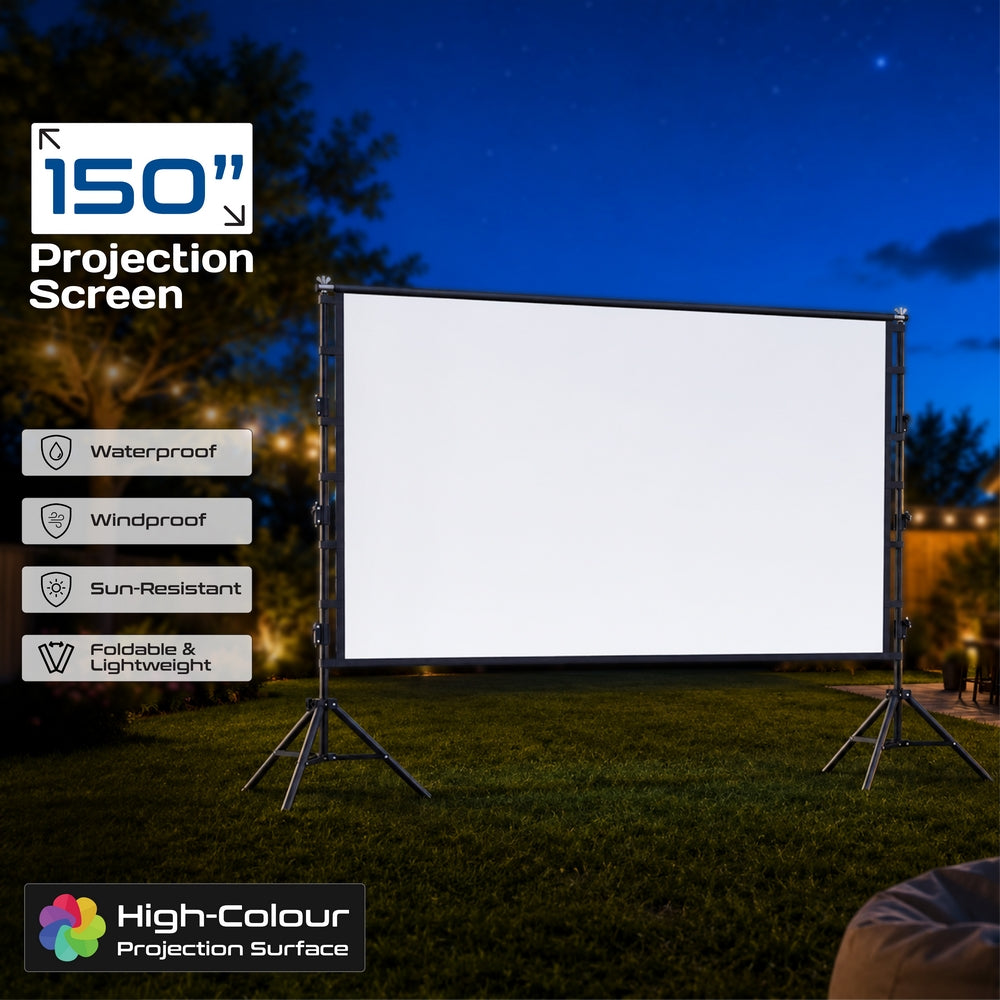 PROMATE 150" Compact Portable Projection Screen with Dual Stand  ,White