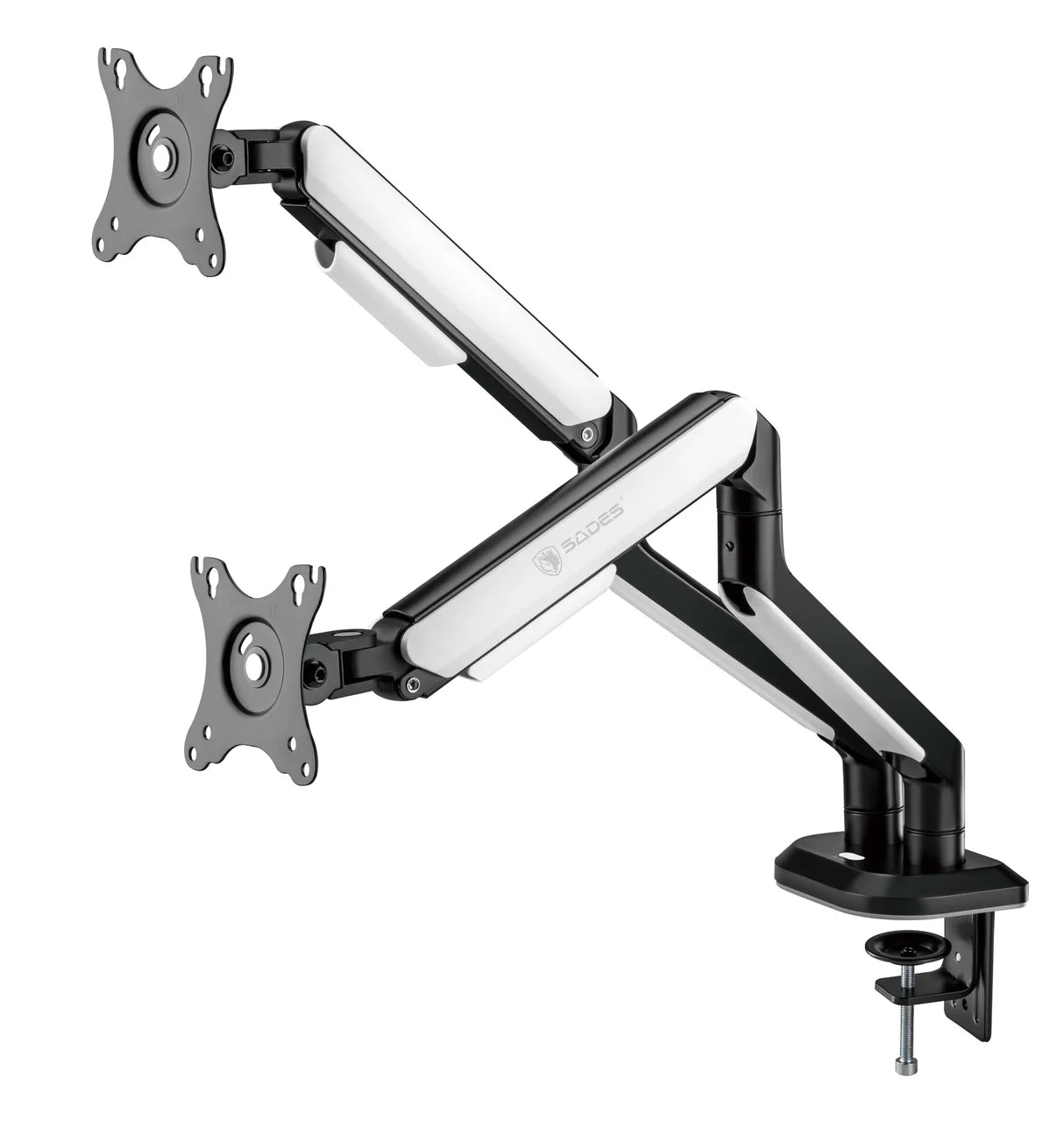 Sades Apep SA-MS02 RGB Dual Monitor Mount Arm (Max Screen size 32"/9KG Per ARM) - White