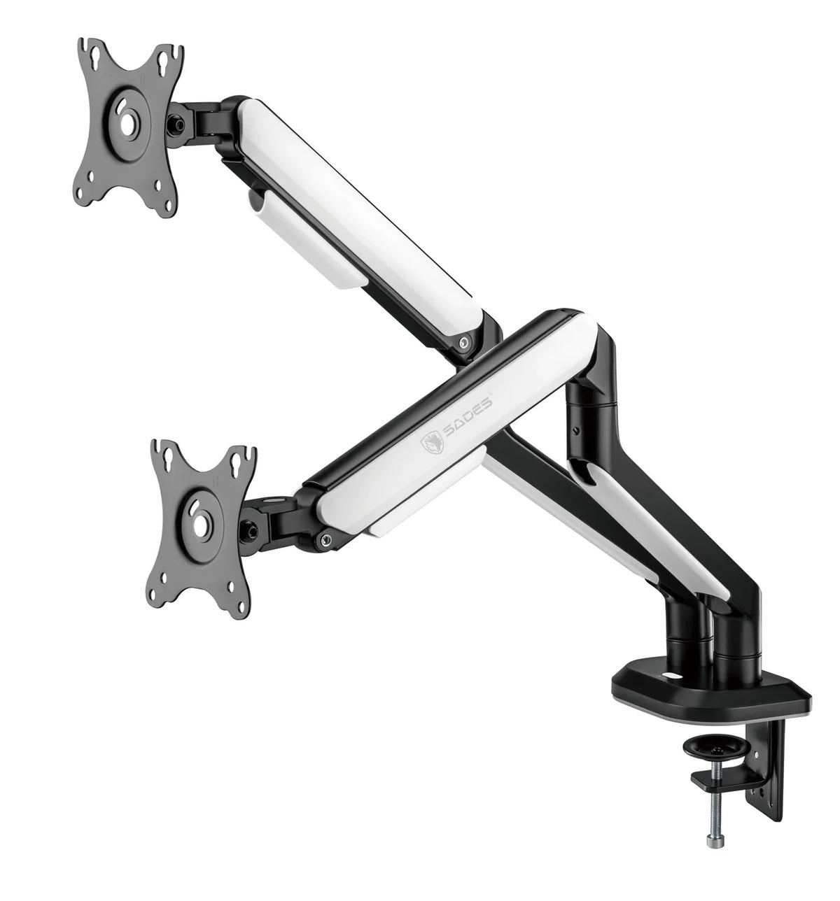 Sades Apep SA-MS02 RGB Dual Monitor Mount Arm (Max Screen size 32"/9KG Per ARM) - White