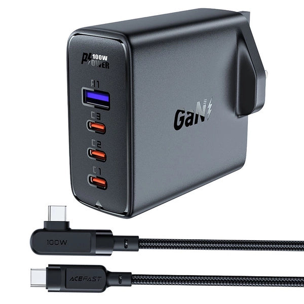 ACEFAST A40 PD100W GaN (3*USB-C+USB-A) charger set (UK) black