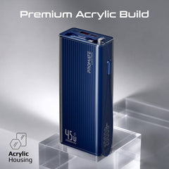 PROMATE  Power through your day with this 20,000mAh power bank featuring 45W fast charging,Blue