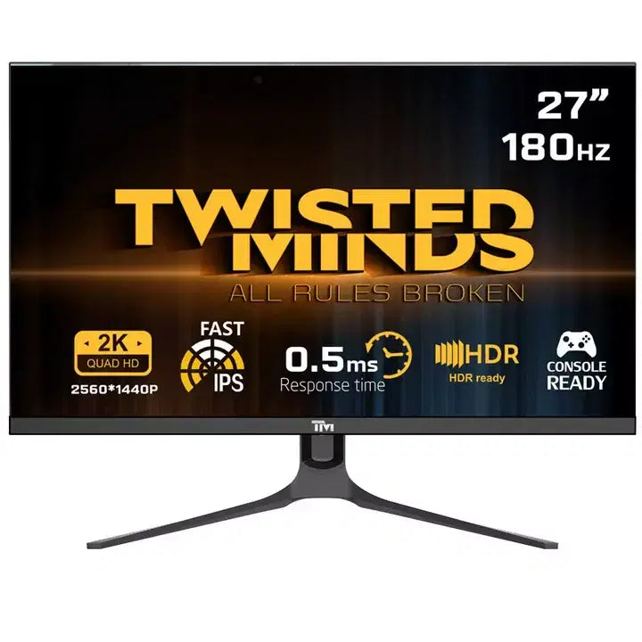 Twisted Minds 27'' QHD Fast IPS, 180Hz, 0.5MS, HDMI 2.1, HDR400 RGB Gaming Monitor - Black