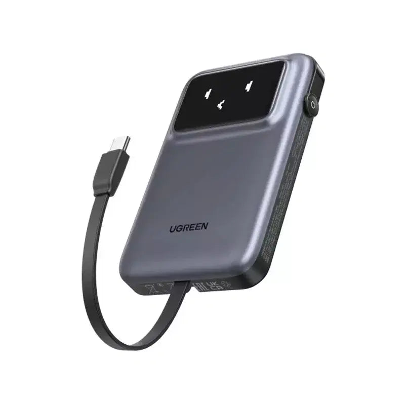 UGREEN Uno 10000mAh 30W Power Bank with Built-in Cable -Black
