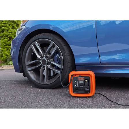 Black & Decker 12v 160 psi portable electric air inflator compressor for bike cars inflatables and sports balls orange/black