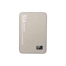 SIA  MagOn Magnetic power bank metal Body PD 20W-Wireless Charging 15W 10000Mah natural Titanume