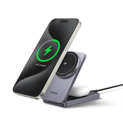 UGREEN 2-in-1 Magnetic Wireless Charger 15w  (Space Grey)