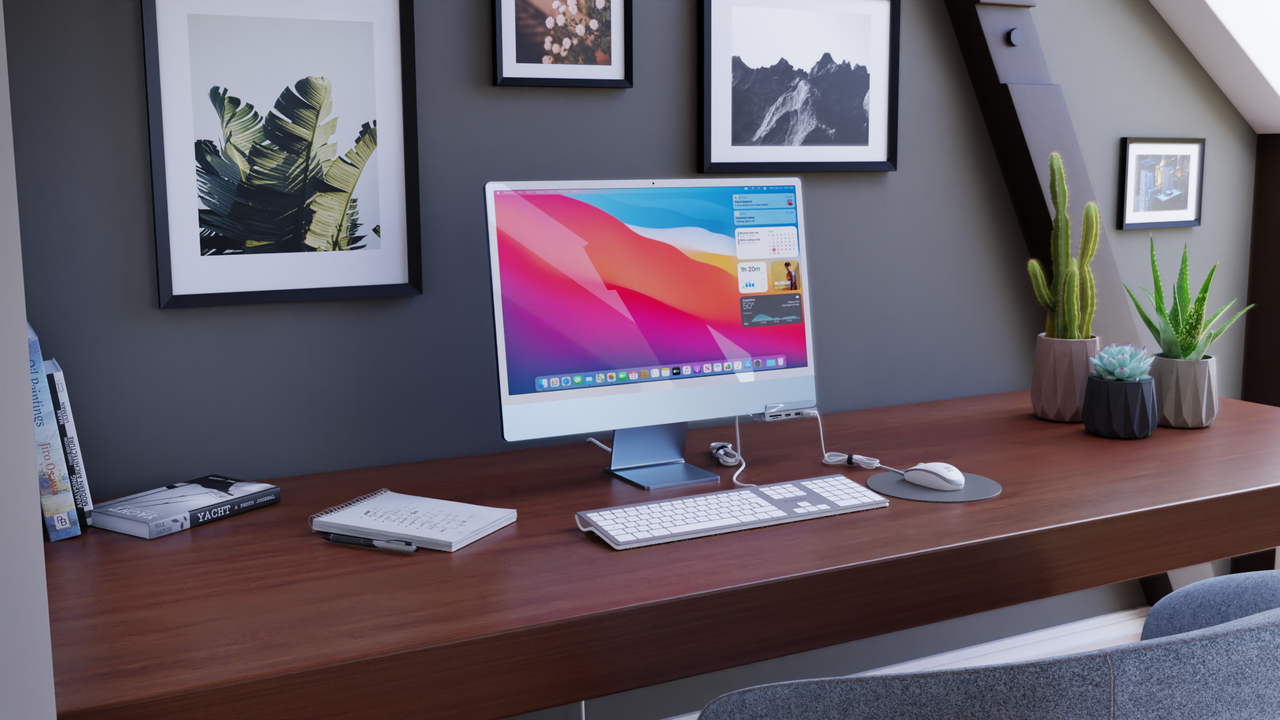 Xtrememac Type-C 6 In 1 Hub With Hanging Stand For iMac - HDMI 4K, Sd, Msd Cards, Usb-C , 2* Usb 3.1