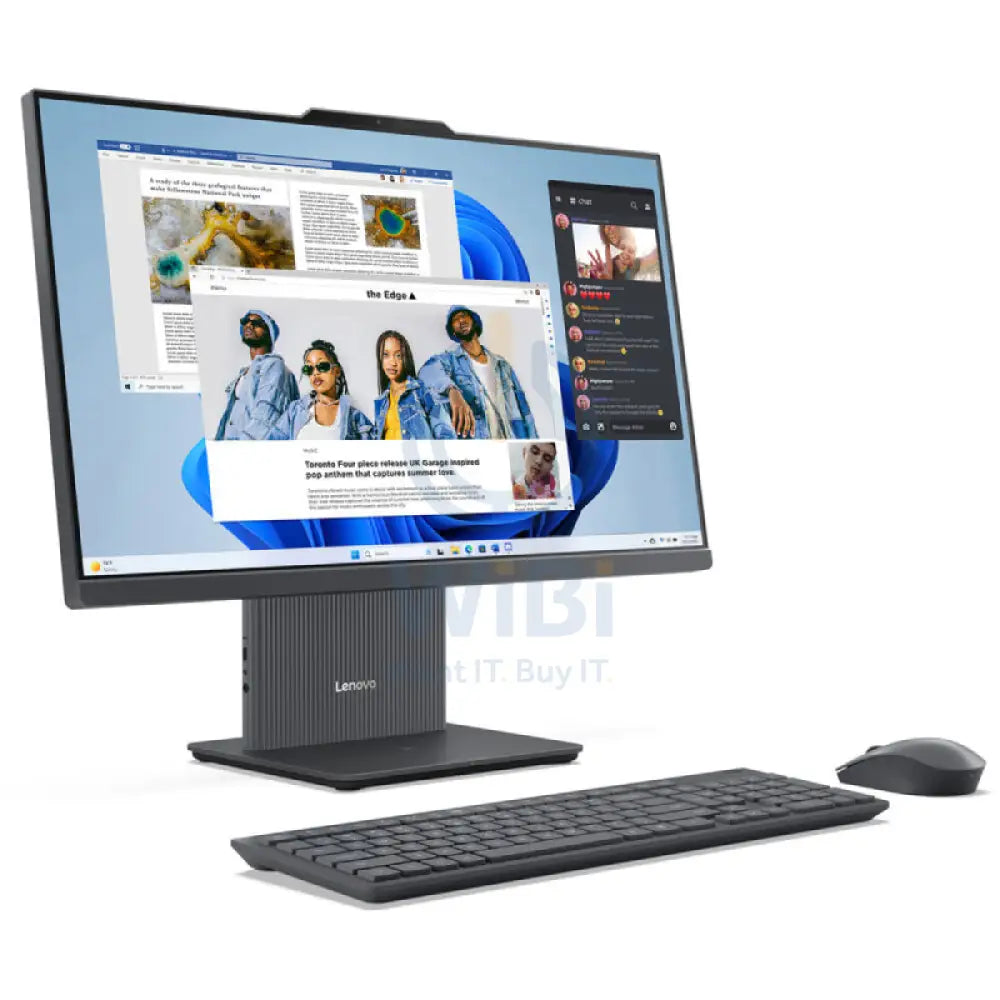 جهاز كمبيوتر مكتبي Lenovo IdeaCentre Gen 9 الكل في واحد - i7 / 8 جيجابايت / 512 جيجابايت (NVMe M.2 SSD) / شاشة 23.8 بوصة FHD غير لمسية / DOS (بدون نظام تشغيل) / ضمان سنة واحدة / إنجليزي/عربي / رمادي لونا