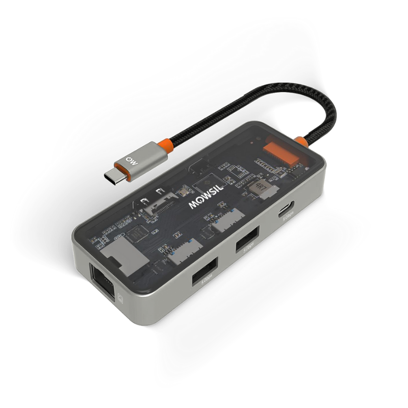 Mowsil 6-in-1 USB-C Hub Docking Station | 4K@60Hz HDMI, 100W PD, RJ45, 2×USB 3.0 & USB-C Data | MacBook iPad