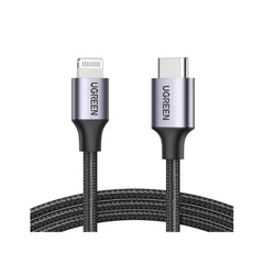 UGREEN USB-C to Lightning M/M Cable  20W Aluminum Shell Braided 1m (Black)US304