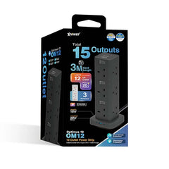 XPower Optimus 12 OM12 15-output switch power strip 12 Outlet PD3.0 Output (3M) Black-4895246613307