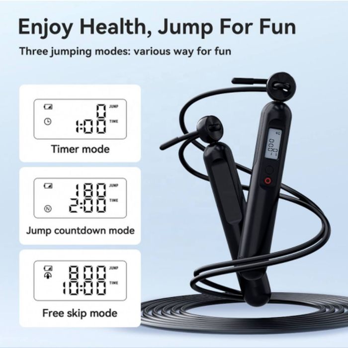 Black & Decker Lightweight PVC Jump Rope with LCD Display Adjustable and Smart Digital Electronic Sensor Jumping Free App Included
