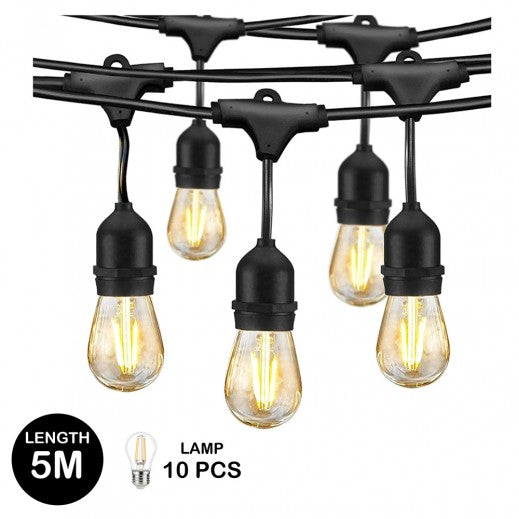 NHE Solar String Light 5m W/10 Bulbs E27 - Yellow