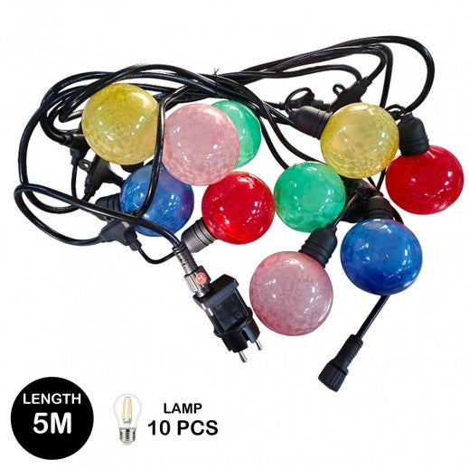 NHE LED String Light 5m W/10Bulbs E27 - RGB Big Ball
