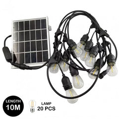 سلسلة أضواء شمسية من NHE بطول 10 أمتار مع 20 مصباحًا E27 - أصفر