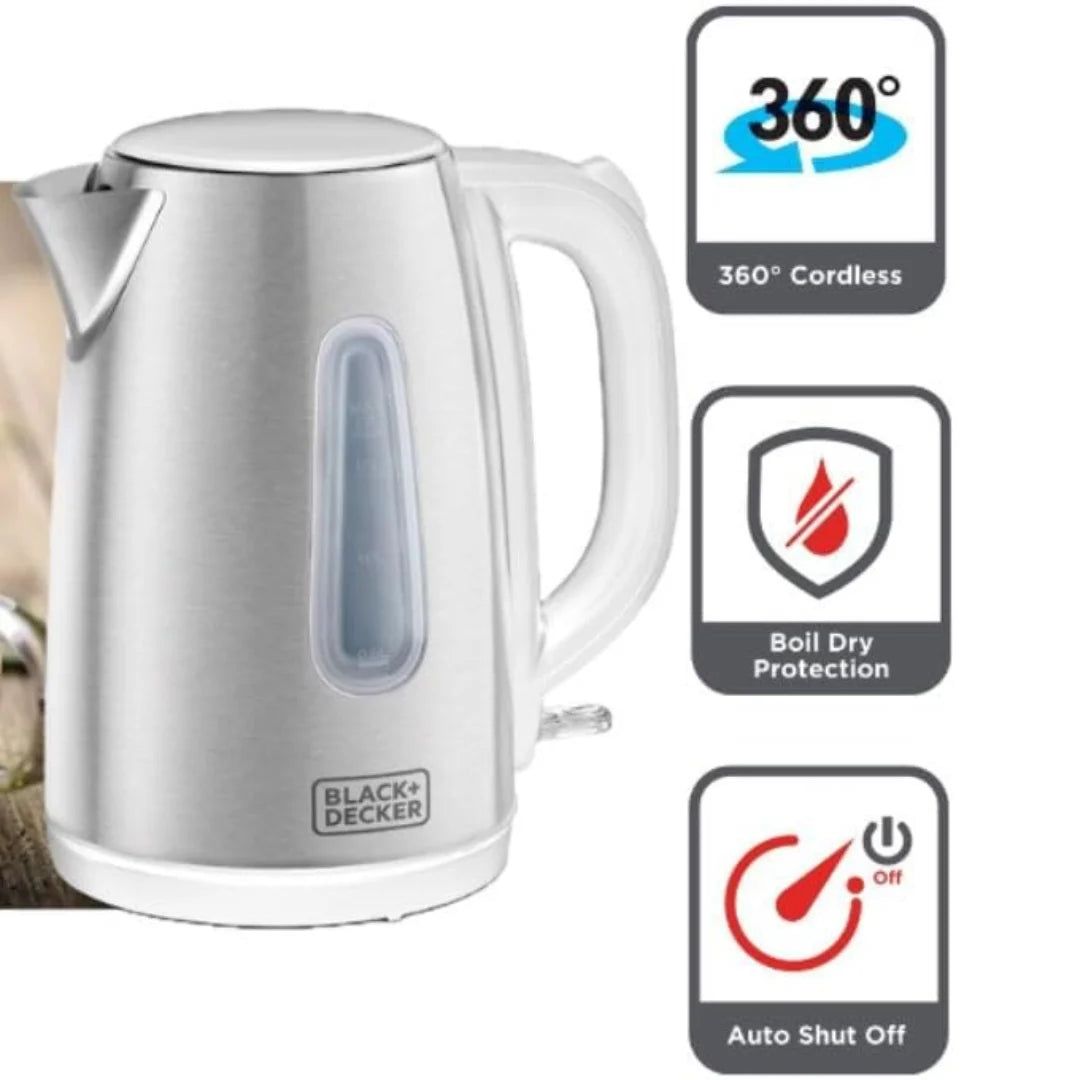 Black & Decker  Concealed Stainless Steel Kettle 1.7L 2000W - White