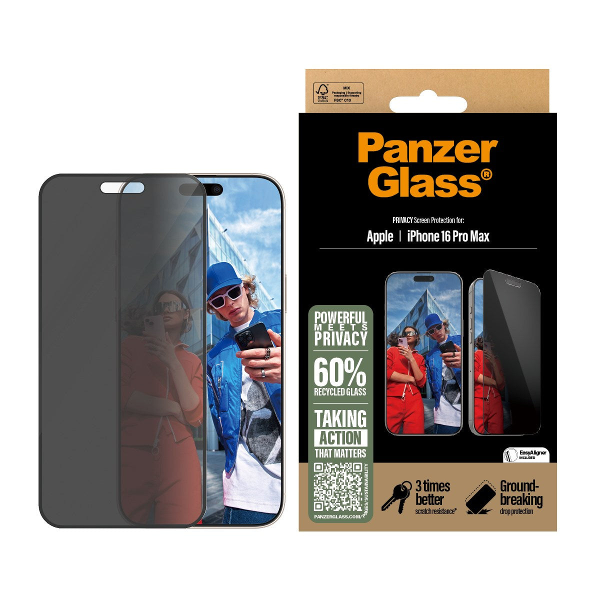 PanzerGlass® Privacy Screen Protector Privacy iPhone 16 Pro | Ultra-Wide Fit