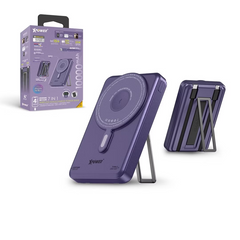 XPower M10R 7 in 1 10000mAh PD 3.0 Built-in Type-C PD/Lightning Cable + Wireless Charging + Power Bank with Stand - Purple - 4895246609713