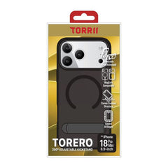 غطاء Torrii TORERO (غطاء مع حامل + متوافق مع MagSafe) لهاتف iPhone 18 Pro Max (6.9 بوصة) – أسود