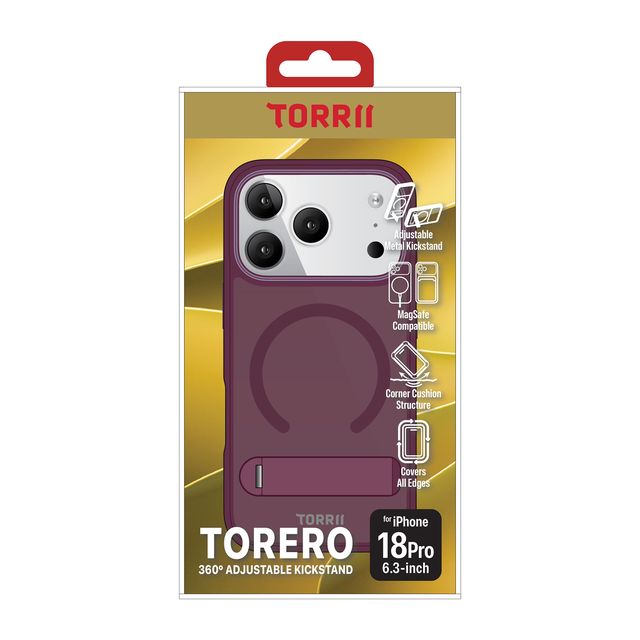 Torrii TORERO (Stand Case+MagSafe Compatible) Cover For iPhone 18 Pro (6.3”) - Cherry-4895264801427