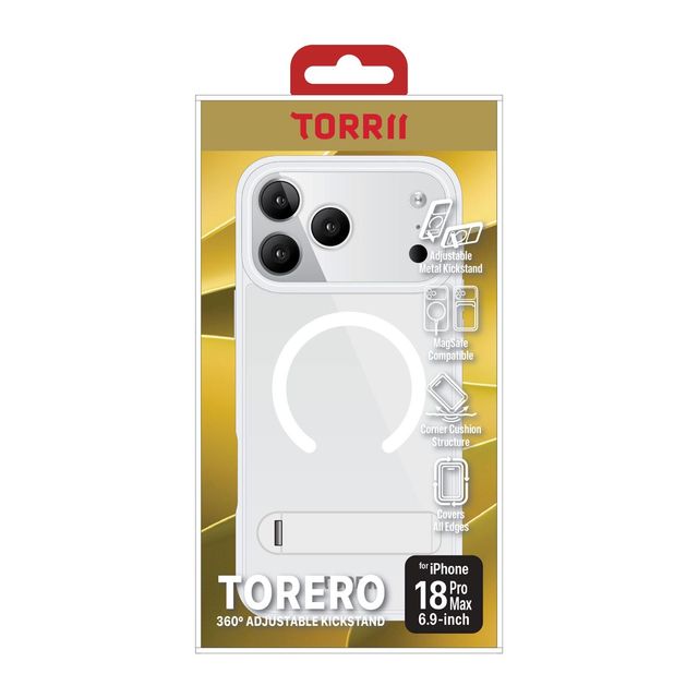 Torrii TORERO (Stand Case+MagSafe Compatible) Cover For iPhone 18 Pro Max (6.9”) - Clear-4895264801205