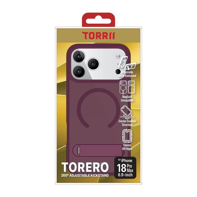 Torrii TORERO (Stand Case+MagSafe Compatible) Cover For iPhone 18 Pro Max (6.9”) - Cherry-4895264801434