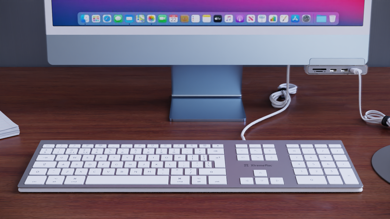 Xtrememac Type-C 6 In 1 Hub With Hanging Stand For iMac - HDMI 4K, Sd, Msd Cards, Usb-C , 2* Usb 3.1