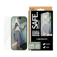 واقي شاشة SAFE. من PanzerGlass® لهاتف iPhone 16 Pro | تصميم فائق الاتساع